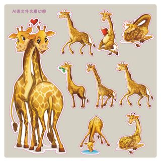 卡通动物不干胶标签贴纸