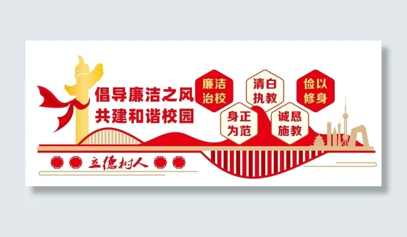 廉洁校园文化墙cdr矢量模版下载