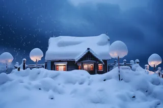 冬季白雪覆盖的房子村庄摄影图