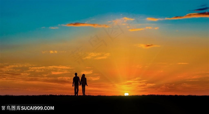 迈向阳光的情侣恋人伴侣