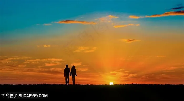 迈向阳光的情侣恋人伴侣