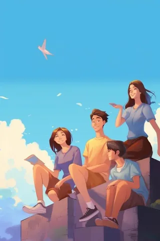 暑期少年毕业旅行插画背景