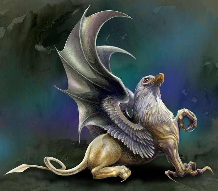 插画鹰狮神兽图片