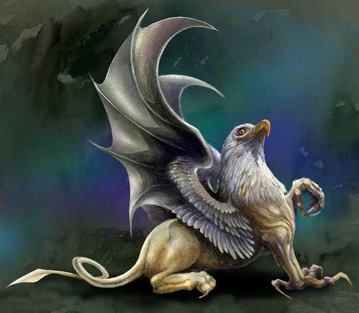 插画鹰狮神兽图片