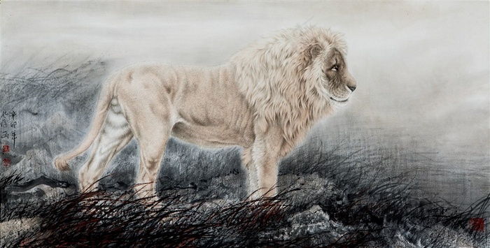 国画狮子走兽图