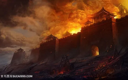 中国风城墙内战场上CG原画绘画图片 中国风城墙内战场上CG原画绘画图片