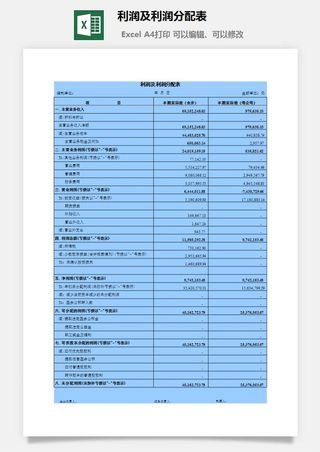 利润及利润分配表excel模板