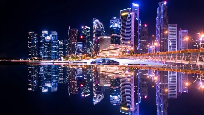 夜晚城市灯光摄影霓虹彩色背景素材