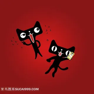 拿着手机的两只黑色天猫 拿着手机的两只黑色天猫