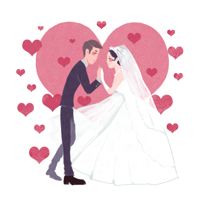 婚纱卡通人物婚礼白纱结婚婚纱摄影手绘