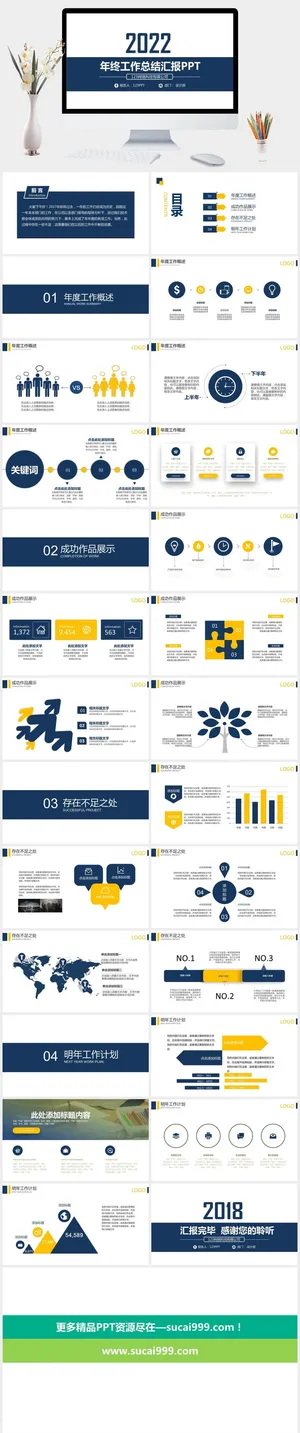 简洁大方年终汇报PPT模板