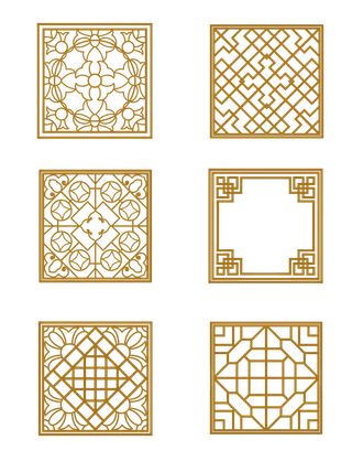 高清免扣古典中式窗户花纹窗花PNG素材
