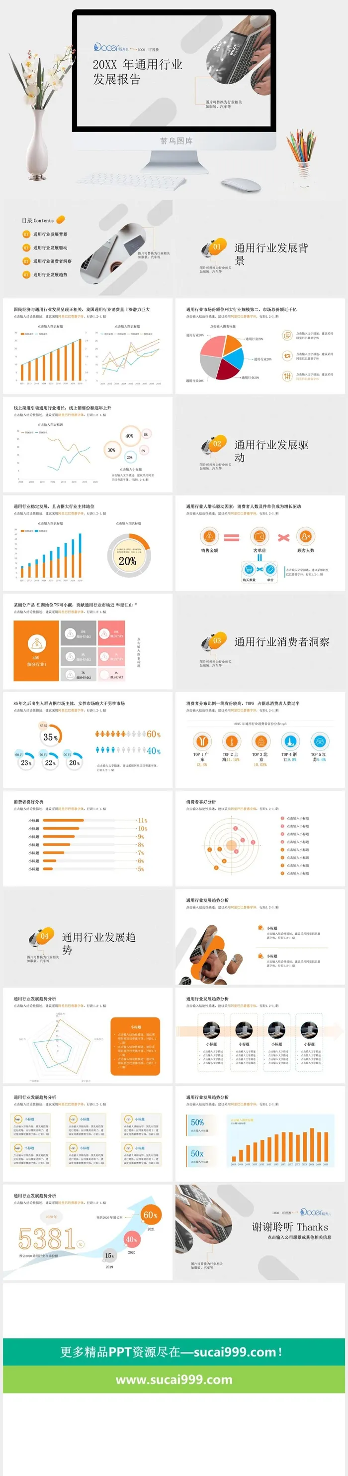简洁通用行业市场洞调分析报告ppt