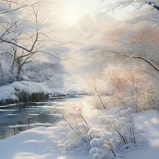 冰天雪地银装素裹河流摄影图