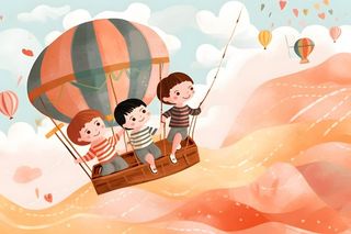 儿童孩子玩耍气球乐园聚会插画海报素材背景