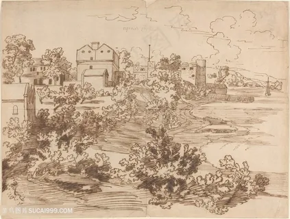 素描建筑房子装饰画 素描建筑房子装饰画