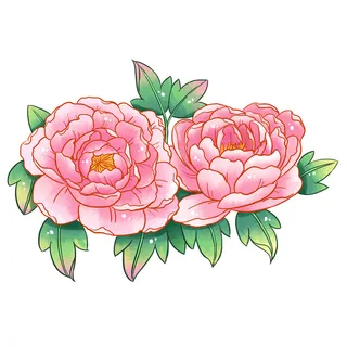 手绘国潮中国风古典牡丹花国花花卉装饰图案PSD设计素材