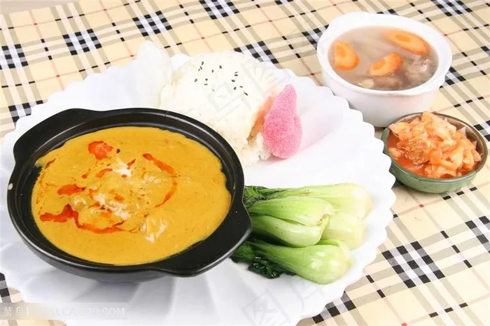 中华美食喱牛腩饭实拍摄影图