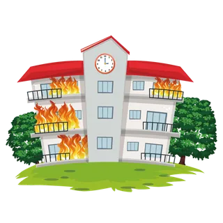 校园起火卡通简笔少儿兴趣班