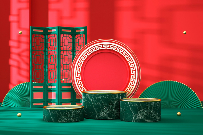 中国风古典背景红色喜庆新年主图背景