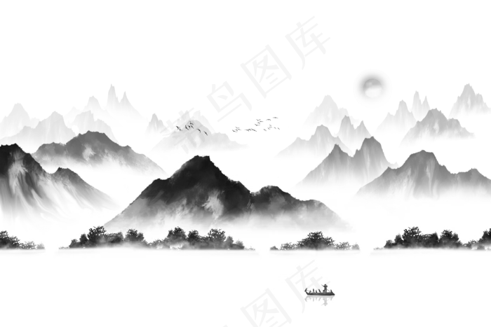 水墨山水素材  