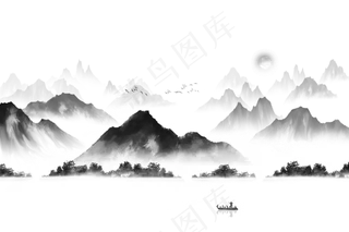 水墨山水素材  