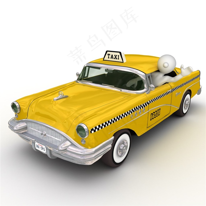 3D白色小人开车