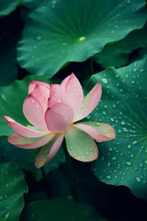 雨天荷花荷叶唯美背景