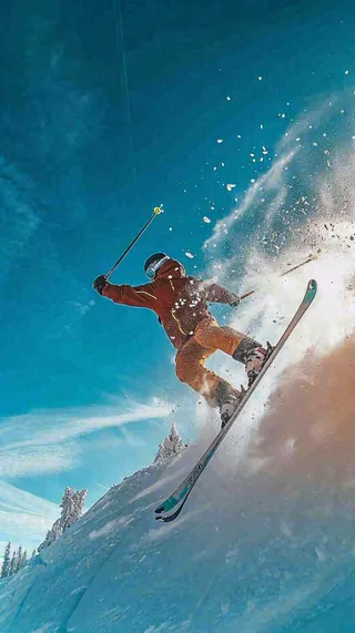 冬季冰雪极限滑雪旅行比赛，体育运动摄影图