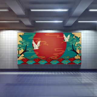 中国风国潮展板背景psd分层模板