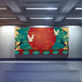 中国风国潮展板背景psd分层模板