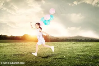 放飞气球的孩子