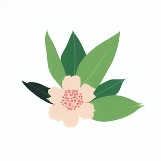 一朵花有绿叶环绕png免抠