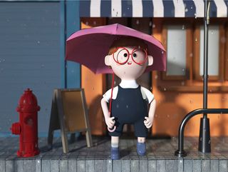 C4D卡通风格下雨天街边男孩IP创意形象