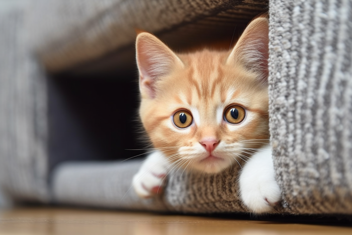 一只可爱的猫咪橘猫趴着家里玩耍摄影图(4032x2688)