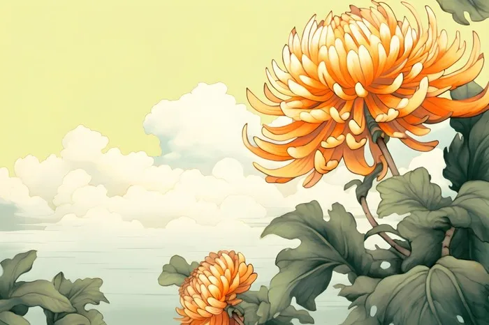 菊花国风山水插画(3600x2400)