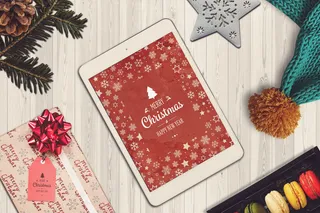 圣诞节主题木板样机