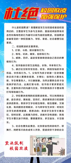杜绝校园欺凌学校安全知识校霸展架 杜绝校园欺凌学校安全知识校霸展架