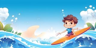 海洋冲浪浪花儿童男孩背景