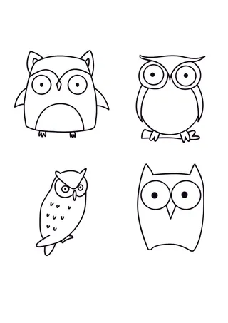 矢量手绘简笔猫头鹰