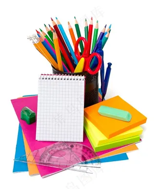 彩色铅笔本子尺子素材