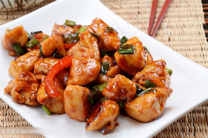 浇汁鸡快西餐美食图片