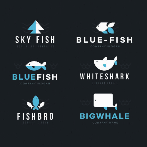 商务海洋鱼类海鲜图标LOGO标识标志标签水产图形AI矢量EPS素材图eps,ai矢量模版下载
