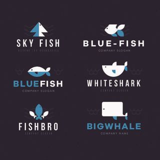 商务海洋鱼类海鲜图标LOGO标识标志标签水产图形AI矢量EPS素材图