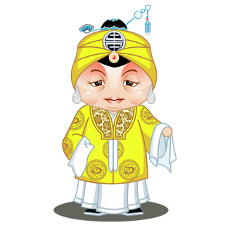 卡通京剧戏剧人物脸谱插画PNG图片 国潮中国风Q版戏剧人物PS素材