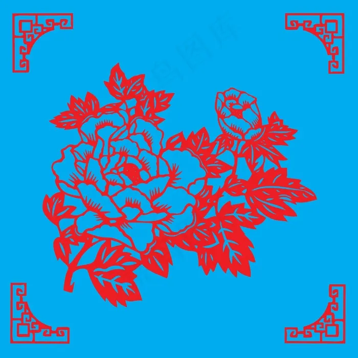 花朵剪纸 剪纸风元素ai矢量模版下载