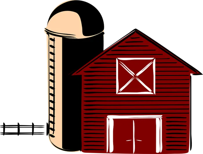 红色仓库农场简笔素材现代农业