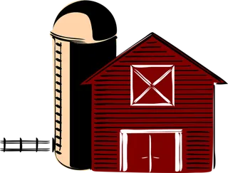 红色仓库农场简笔素材现代农业