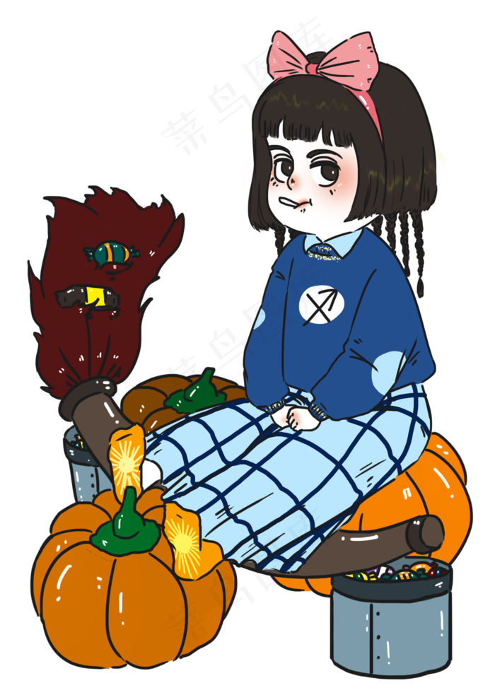 可爱卡通万圣节女巫