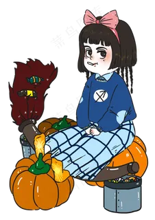 可爱卡通万圣节女巫